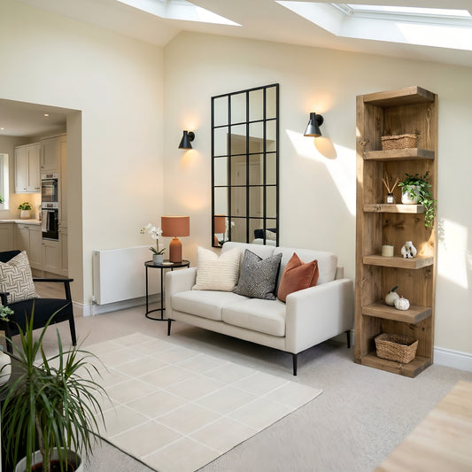 Cotswold Solid Wood Corner Bookshelf –  Bookcase, Rustic Scandinavian Design