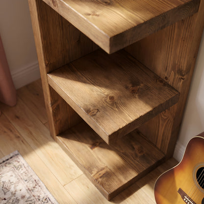 Cotswold Solid Wood Corner Bookshelf –  Bookcase, Rustic Scandinavian Design