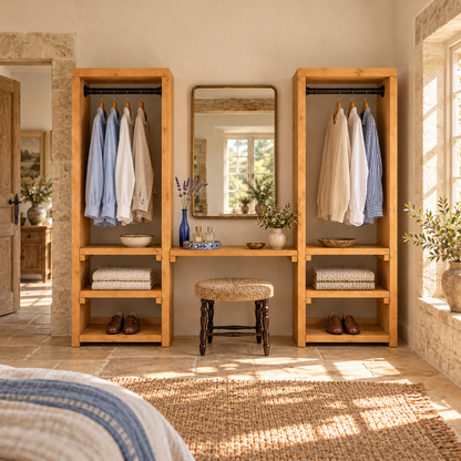KENSWORTH Solid Wood Wardrobe With Make Up Table – Open Wardrobe, Dressing Table
