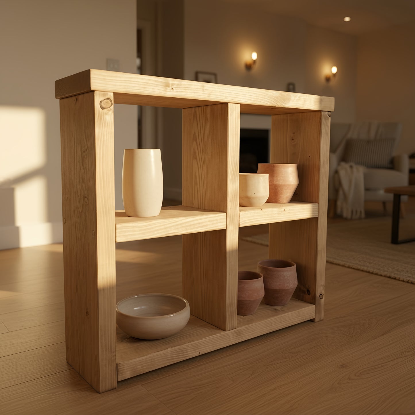Arden Timber Shelving Unit / Storage Shelf / Living Room Bookshelf / Shoe Storage Rustic Storage Unit Solid Wood Cottage Style /Book Shelf