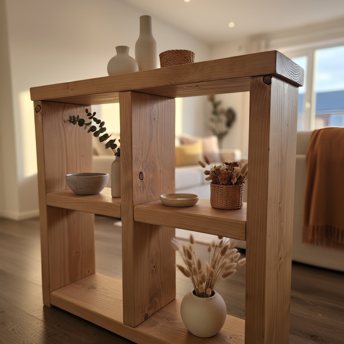 Arden Timber Shelving Unit / Storage Shelf / Living Room Bookshelf / Shoe Storage Rustic Storage Unit Solid Wood Cottage Style /Book Shelf