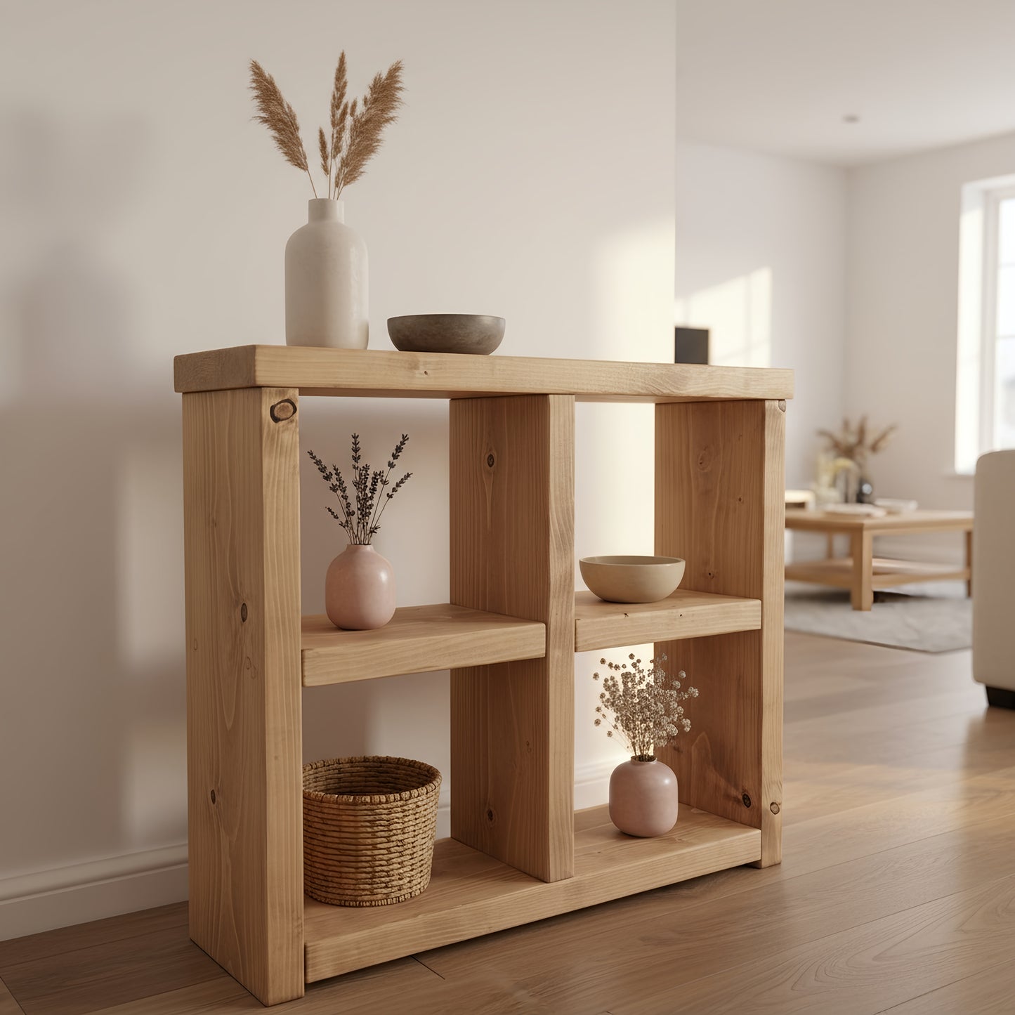 Arden Timber Shelving Unit / Storage Shelf / Living Room Bookshelf / Shoe Storage Rustic Storage Unit Solid Wood Cottage Style /Book Shelf