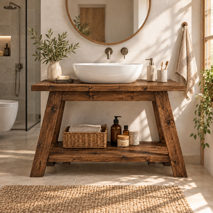 DASI Walnut Colour Bathroom Vanity With Shelf