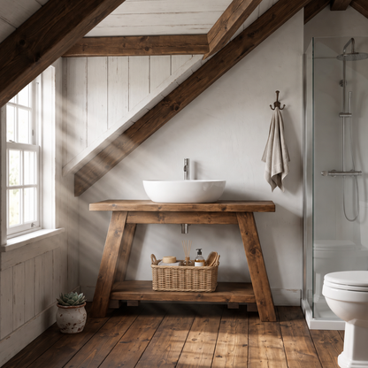 DASI Walnut Colour Bathroom Vanity With Shelf