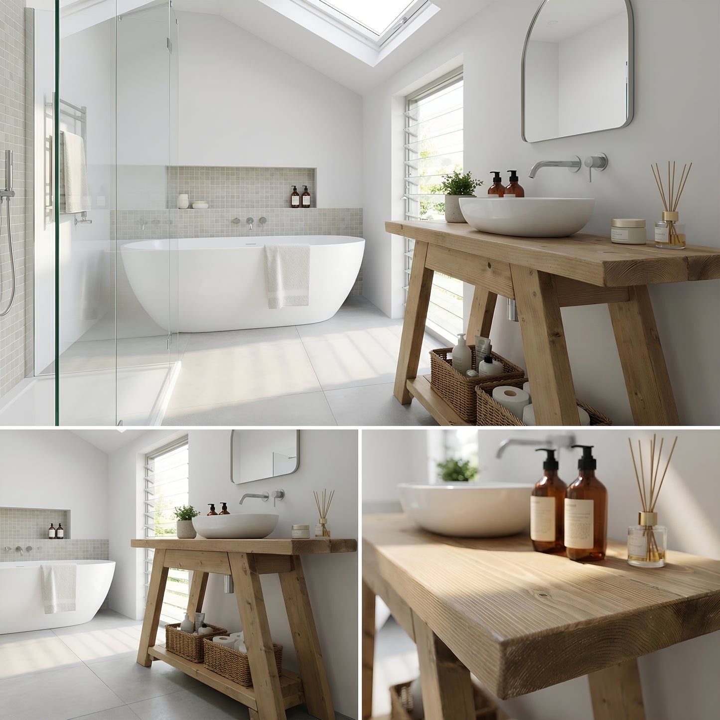DASI Light Oak Colour Bathroom Vanity With Shelf