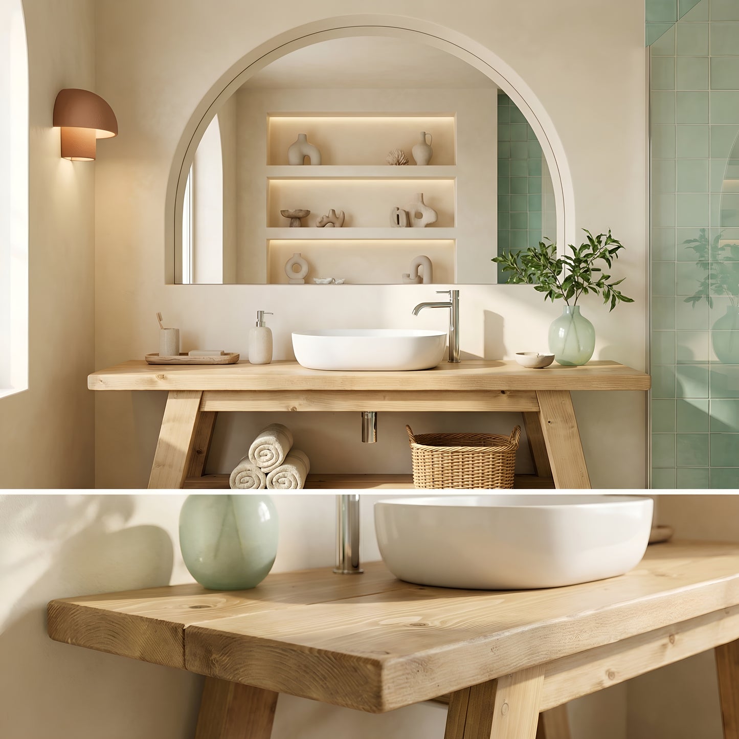 DASI Light Oak Colour Bathroom Vanity With Shelf