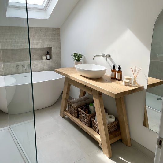 DASI Light Oak Colour Bathroom Vanity With Shelf