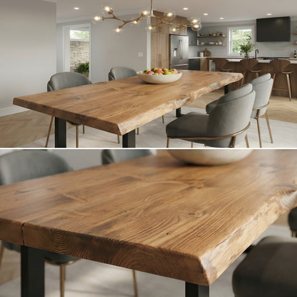 Live / Waney Edge Dining Table With Metal U Shape Legs