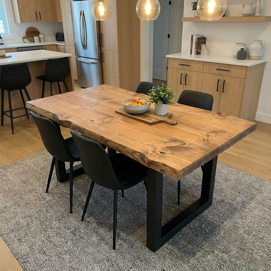 Live / Waney Edge Dining Table With Metal U Shape Legs