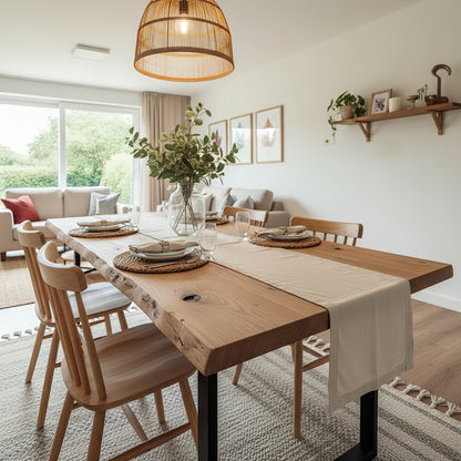 Live / Waney Edge Dining Table With Metal U Shape Legs