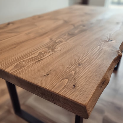 Live / Waney Edge Dining Table With Metal U Shape Legs