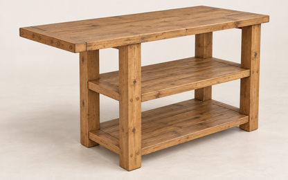 DUNSMERE Kitchen Island With Overhang / Breakfast Bar / Rustic Island