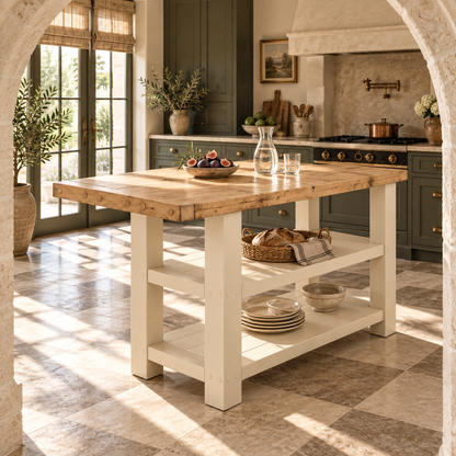 DUNSMERE Cashmere Kitchen Island With Overhang / Breakfast Bar / Rustic Island