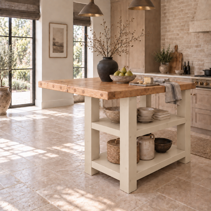 DUNSMERE Cashmere Kitchen Island With Overhang / Breakfast Bar / Rustic Island