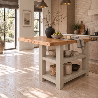 DUNSMERE Cashmere Kitchen Island With Overhang / Breakfast Bar / Rustic Island