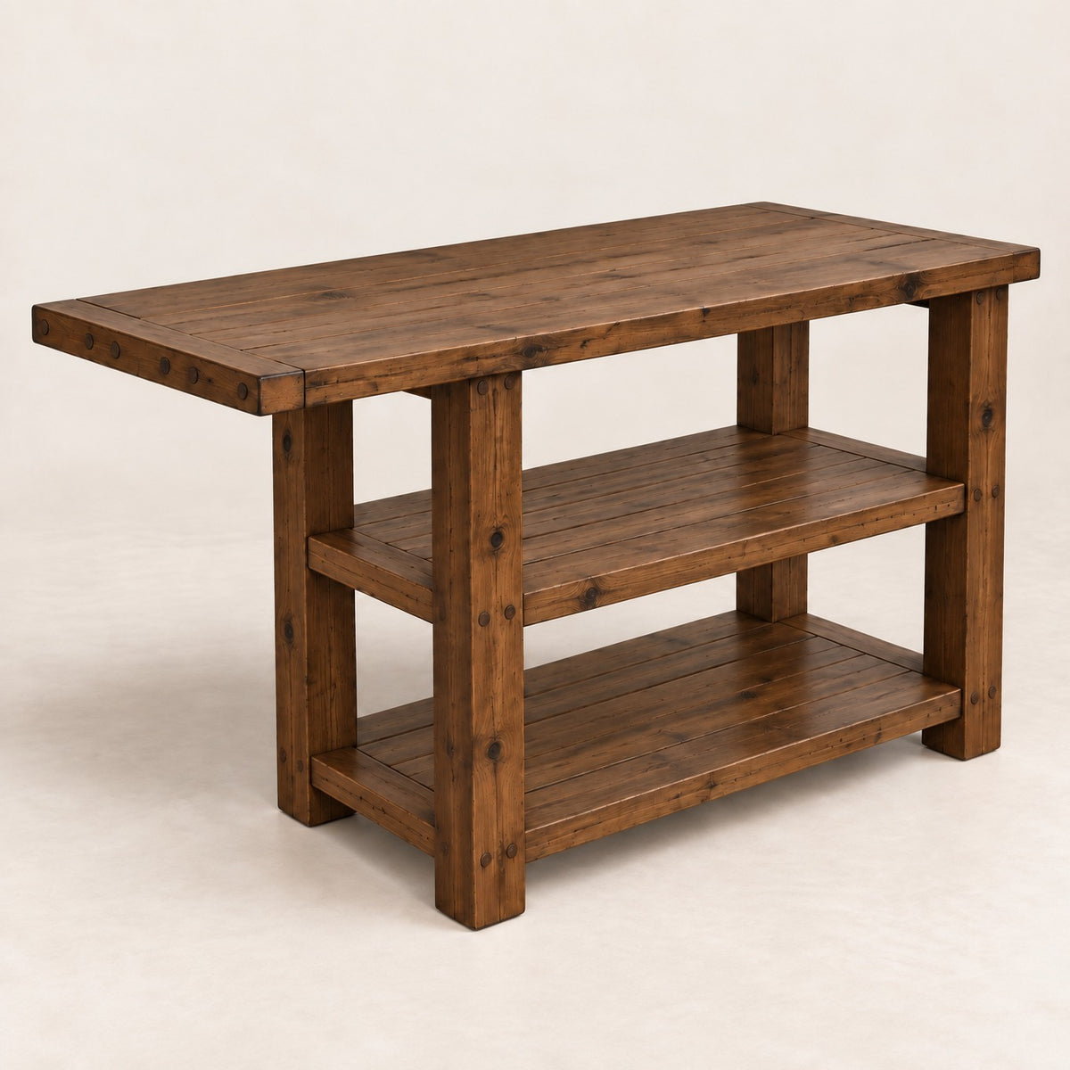 DUNSMERE Walnut Kitchen Island With Overhang / Breakfast Bar / Rustic Island