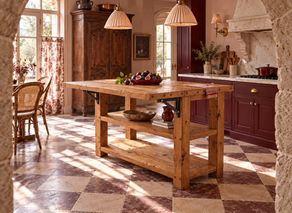 EVERMONT Extendable Kitchen Island With Foldable Table / Extandable Breakfast Bar / Rustic Island