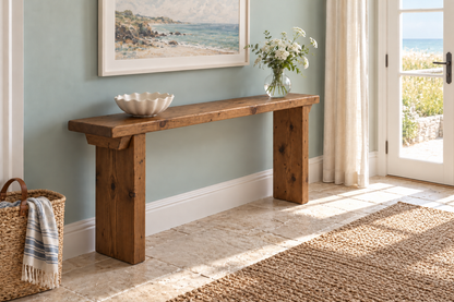 ELWICK Solid Wood Sofa Table | Narrow Console Table | Behind Sofa Table | Rustic Pine Hallway Table | Slim Farmhouse Console