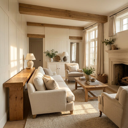 ELWICK Solid Wood Sofa Table | Narrow Console Table | Behind Sofa Table | Rustic Pine Hallway Table | Slim Farmhouse Console
