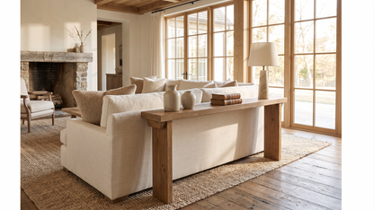 ELWICK Solid Wood Sofa Table | Narrow Console Table | Behind Sofa Table | Rustic Pine Hallway Table | Slim Farmhouse Console
