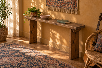 ELWICK Solid Wood Sofa Table | Narrow Console Table | Behind Sofa Table | Rustic Pine Hallway Table | Slim Farmhouse Console