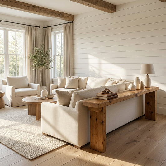 ELWICK Solid Wood Sofa Table | Narrow Console Table | Behind Sofa Table | Rustic Pine Hallway Table | Slim Farmhouse Console