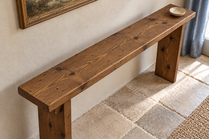 ELWICK Solid Wood Sofa Table | Narrow Console Table | Behind Sofa Table | Rustic Pine Hallway Table | Slim Farmhouse Console