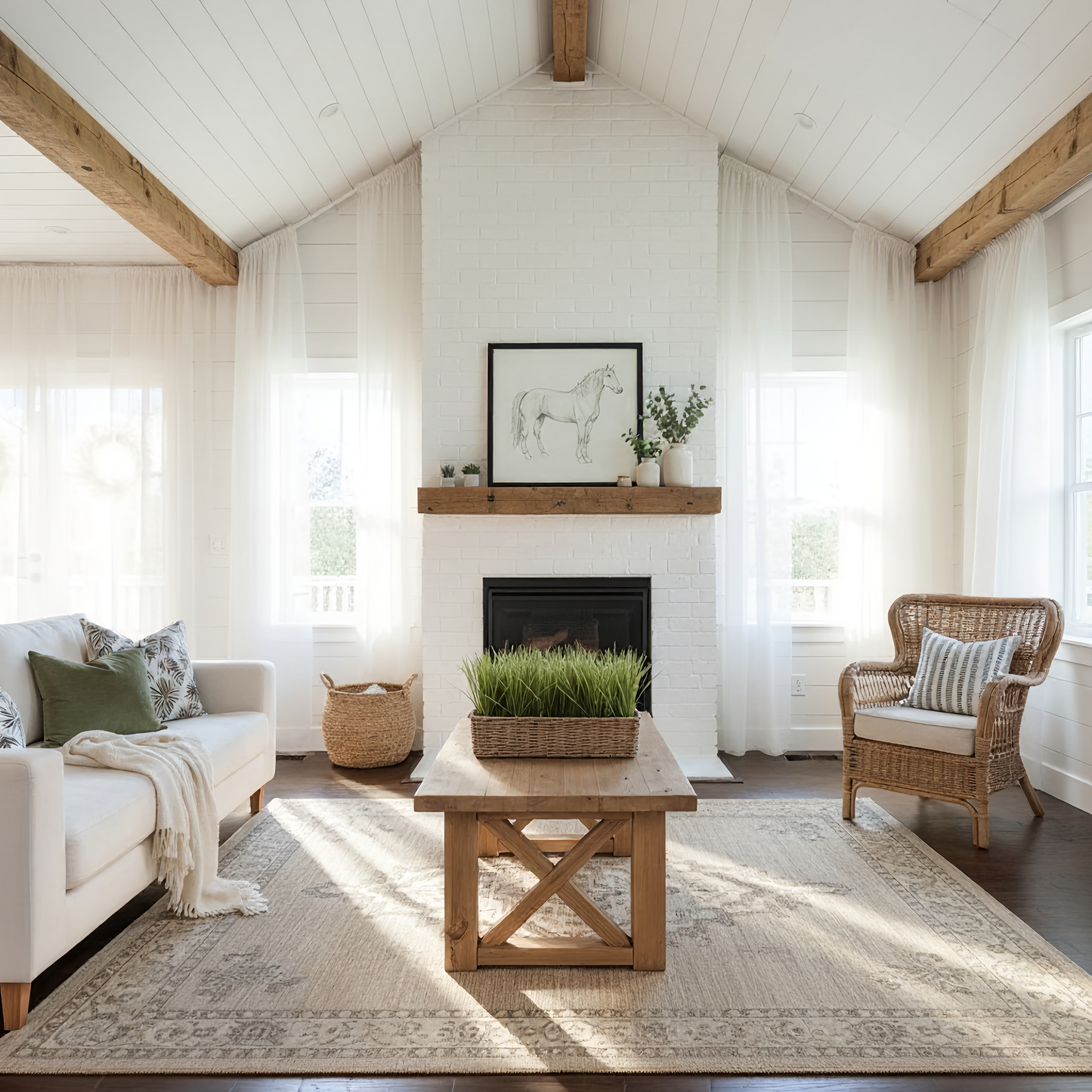 Farmhouse Coffee Table With X Legs