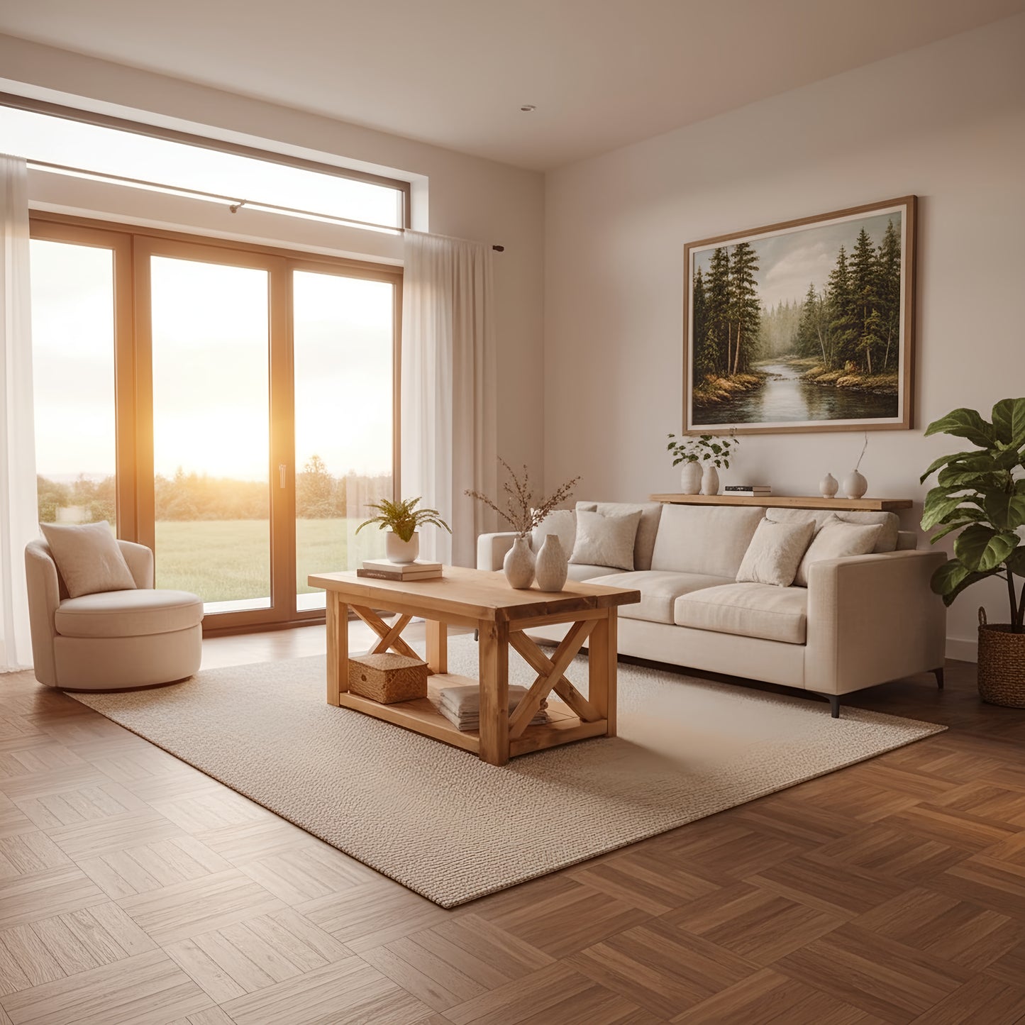 Farmhouse Coffee Table With Shelf