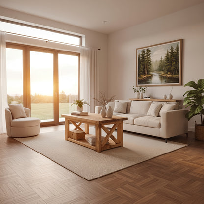 Farmhouse Coffee Table With Shelf