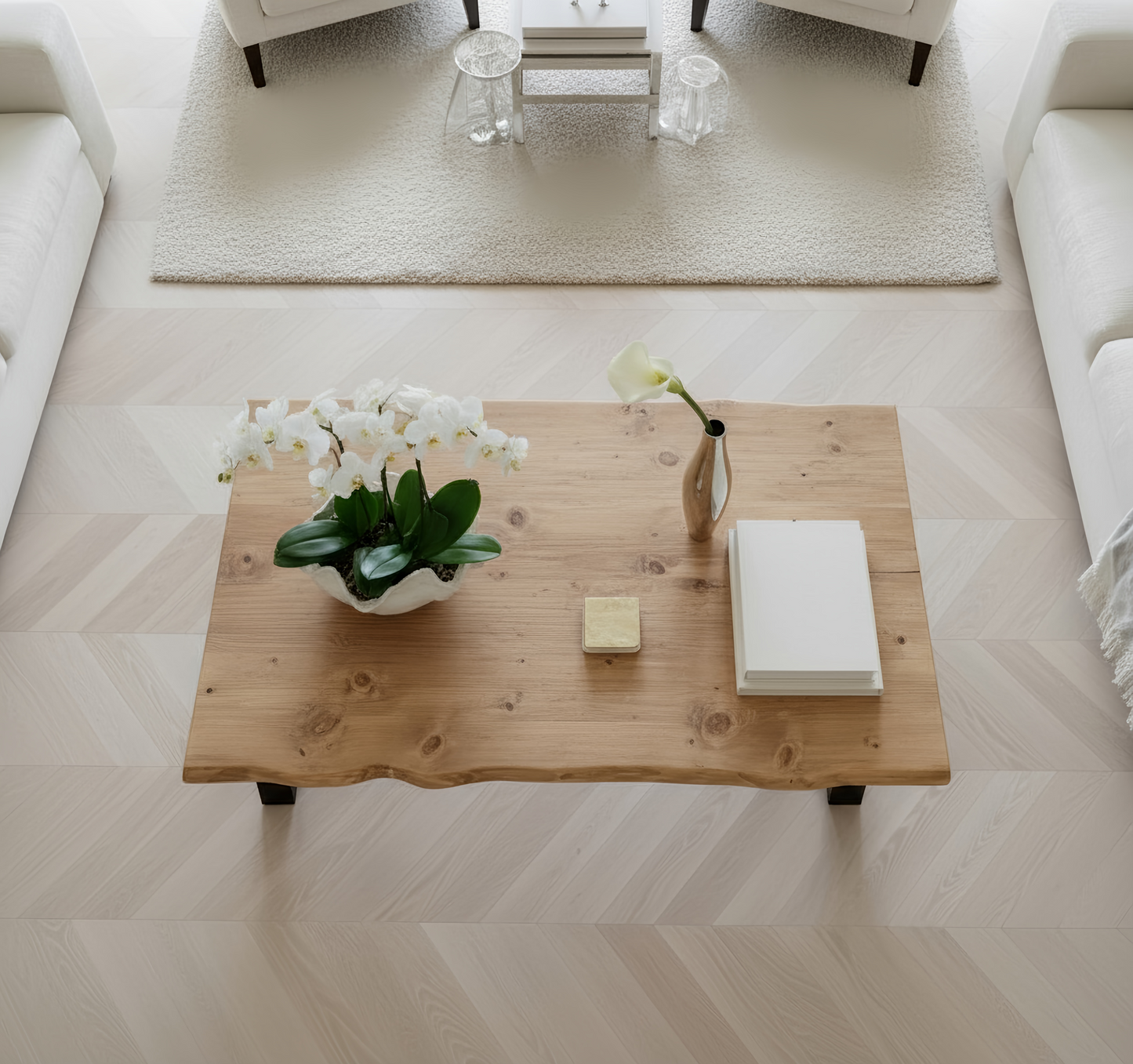 FENA Live / Waney Edge Coffee Table With Metal Trapezium Legs