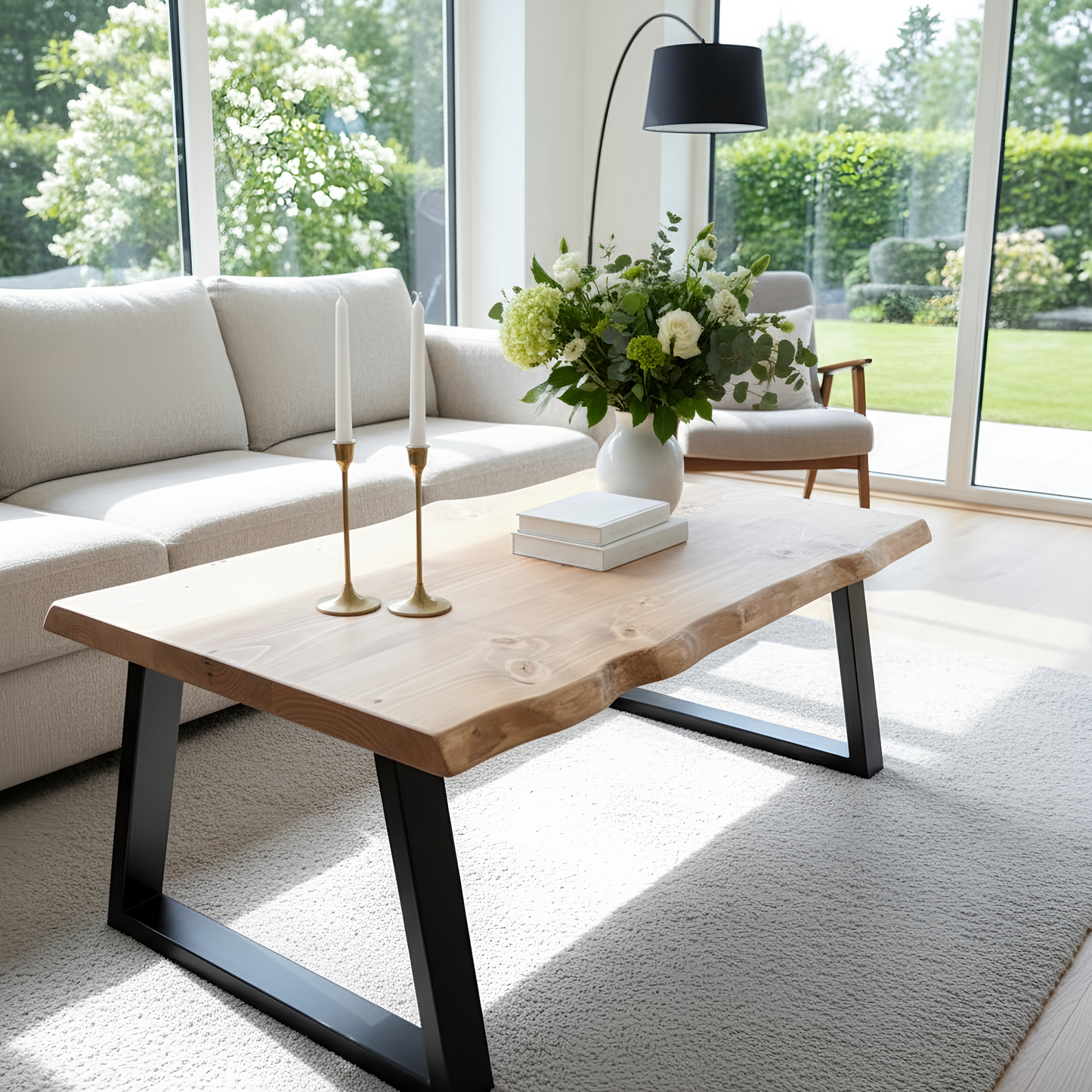 FENA Live / Waney Edge Coffee Table With Metal Trapezium Legs