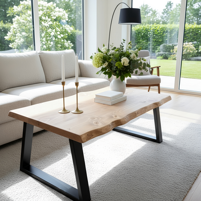 FENA Live / Waney Edge Coffee Table With Metal Trapezium Legs