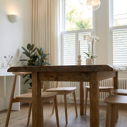 FERRO Waney / Live Edge Solid Wood Dining Table With Wooden Legs