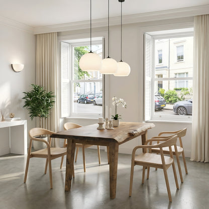 FERRO Waney / Live Edge Solid Wood Dining Table With Wooden Legs