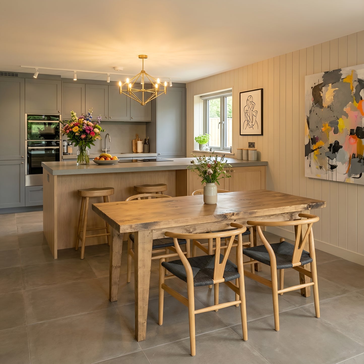 FREYA Solid Wood Dining Table With Wooden Tapered Legs