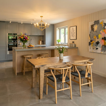 FREYA Solid Wood Dining Table With Wooden Tapered Legs