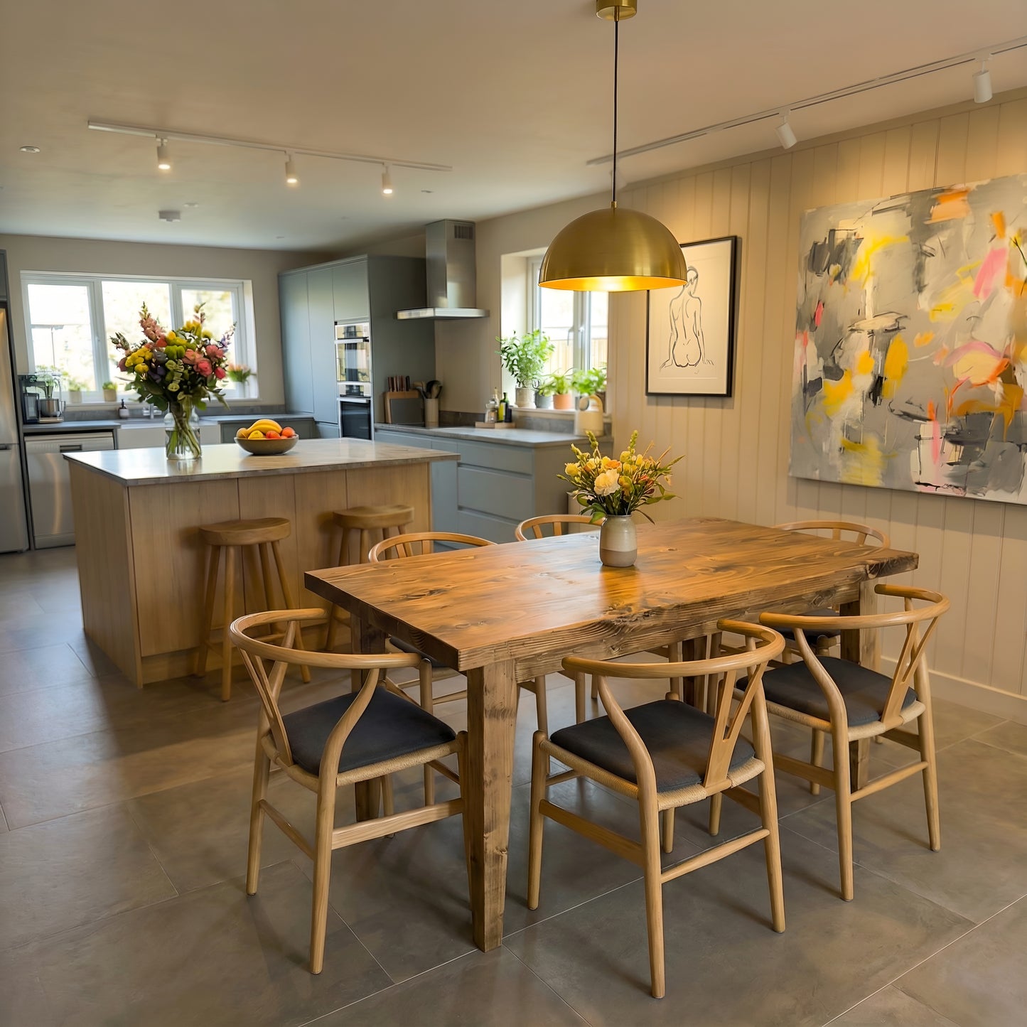 FREYA Solid Wood Dining Table With Wooden Tapered Legs