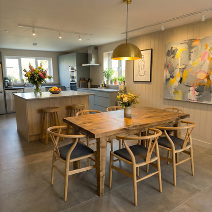 FREYA Solid Wood Dining Table With Wooden Tapered Legs