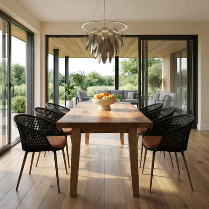 FREYA Solid Wood Dining Table With Wooden Tapered Legs