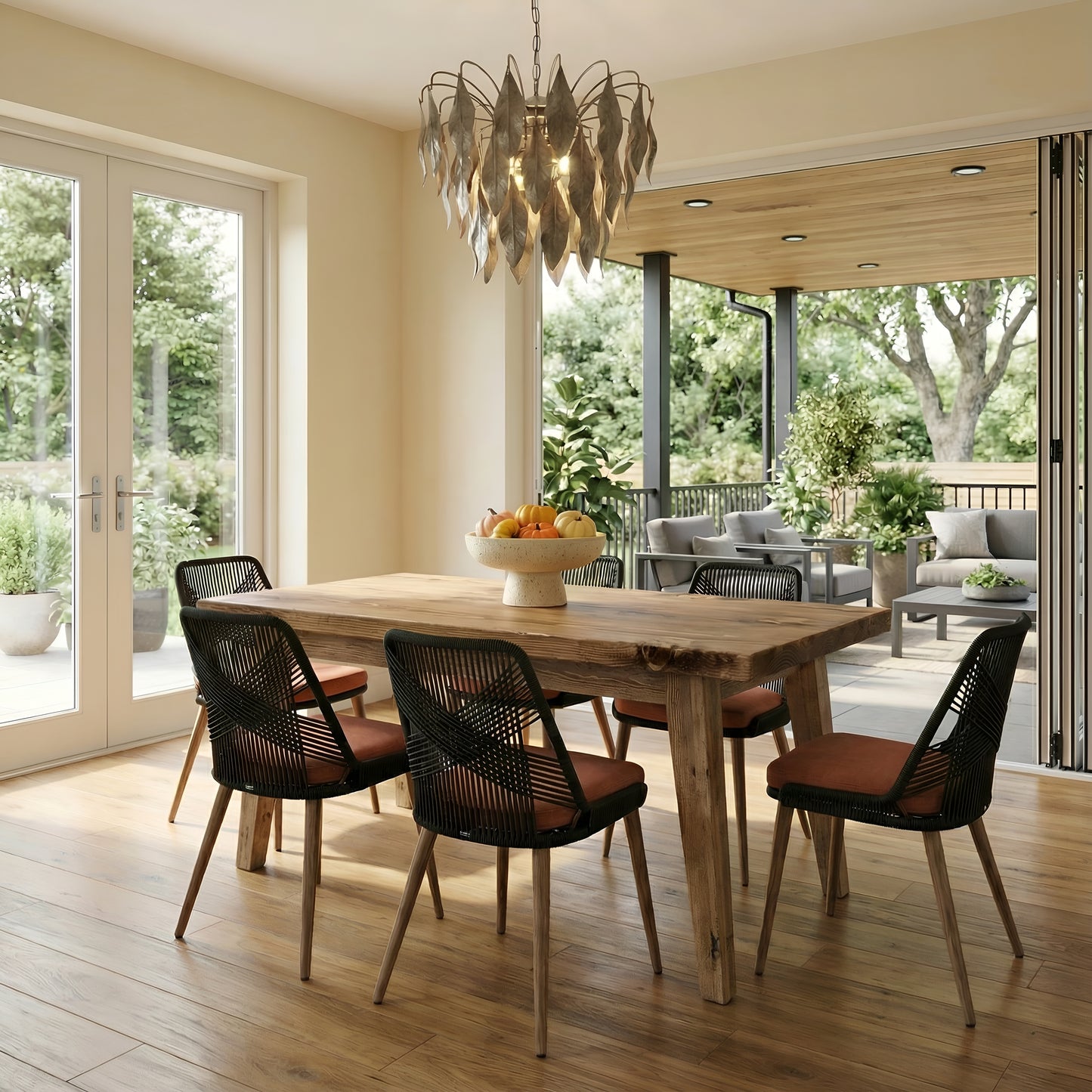 FREYA Solid Wood Dining Table With Wooden Tapered Legs