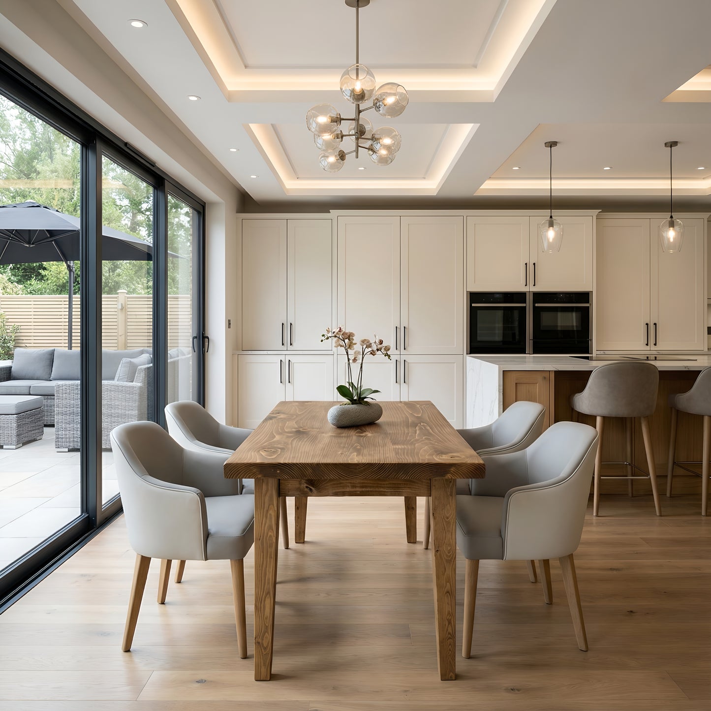 FREYA Solid Wood Dining Table With Wooden Tapered Legs