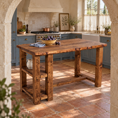 GRANTHAM Kitchen Island Solid Wood With Shelf / Breakfast Bar