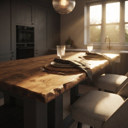 GRANTHAM Anthracite Grey Kitchen Island Solid Wood With Shelf / Breakfast Bar