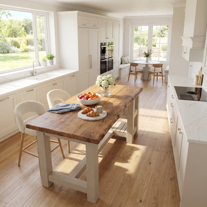 GRANTHAM Cashmere Kitchen Island Solid Wood With Shelf / Breakfast Bar