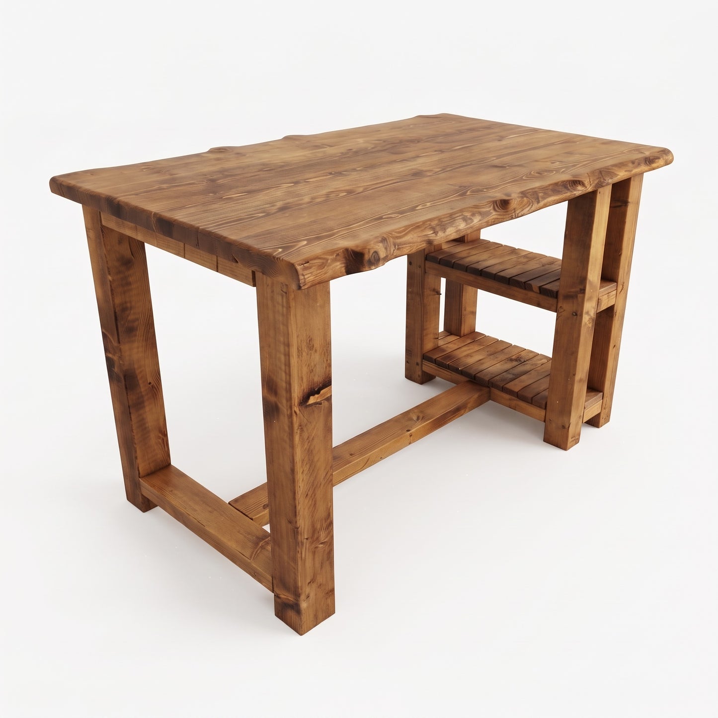 GRANTHAM Kitchen Island Solid Wood With Shelf / Breakfast Bar