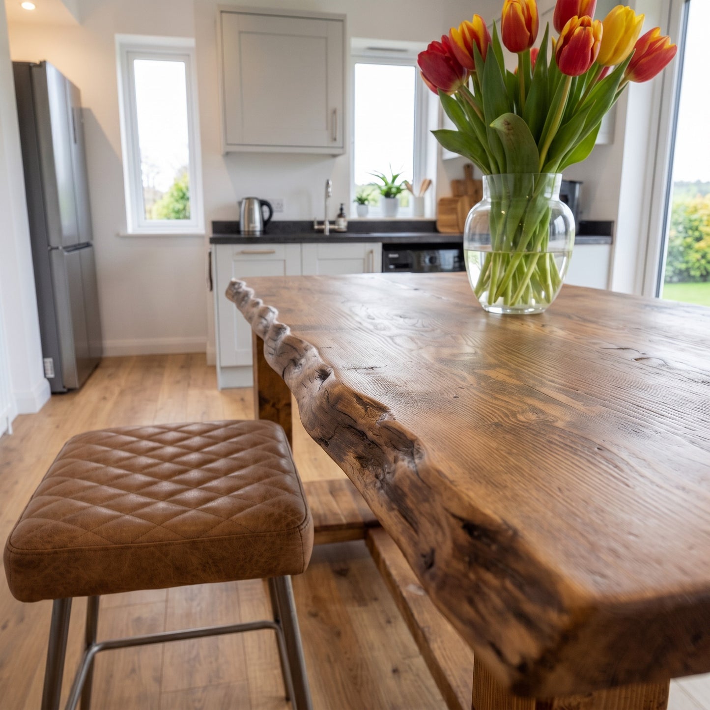 GRANTHAM Kitchen Island Solid Wood With Shelf / Breakfast Bar