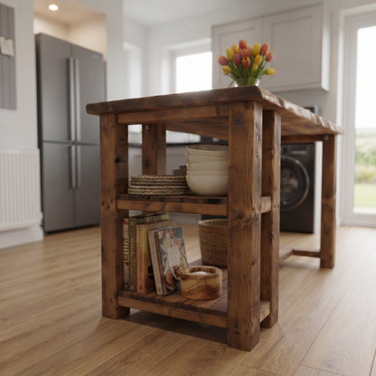 GRANTHAM Kitchen Island Solid Wood With Shelf / Breakfast Bar