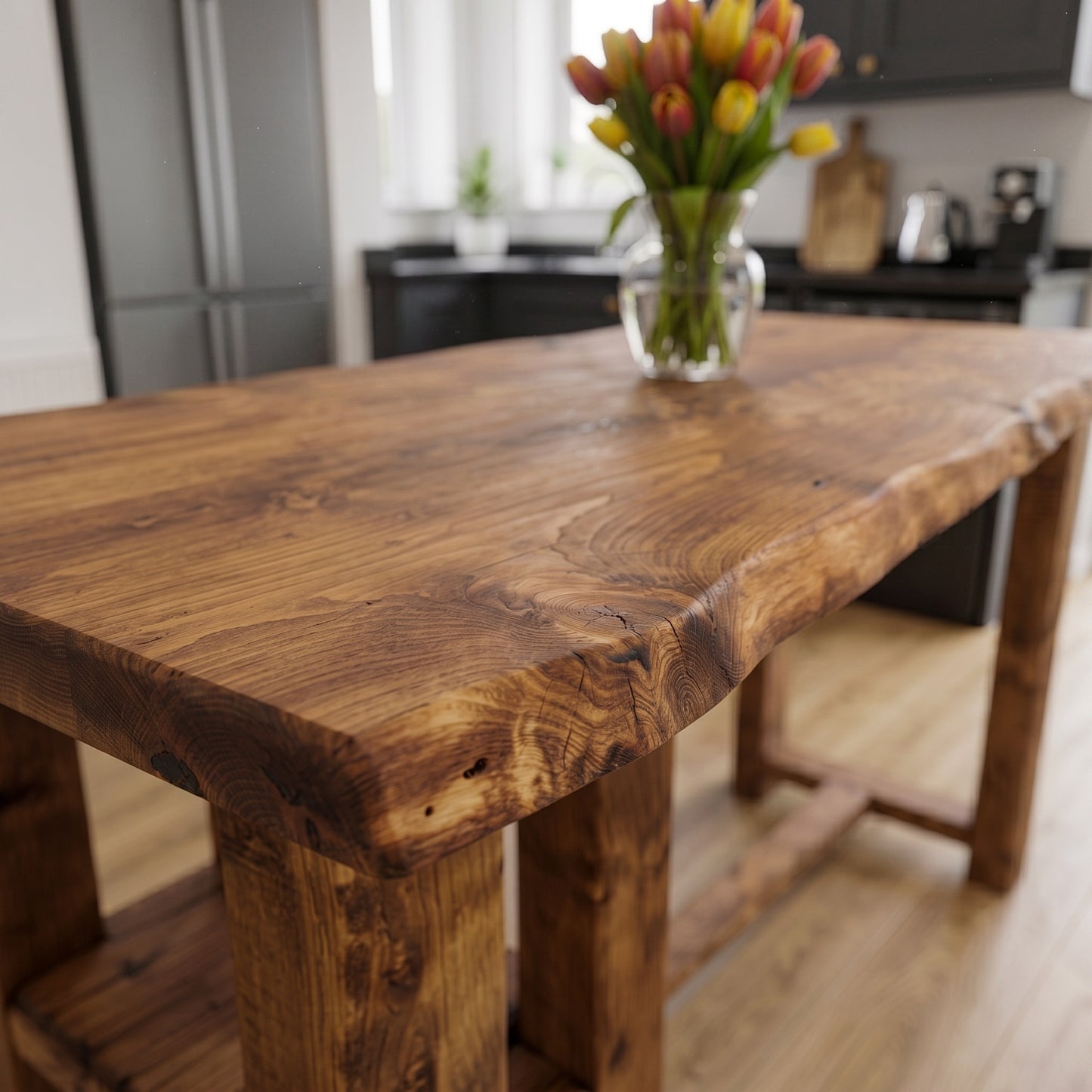 GRANTHAM Kitchen Island Solid Wood With Shelf / Breakfast Bar