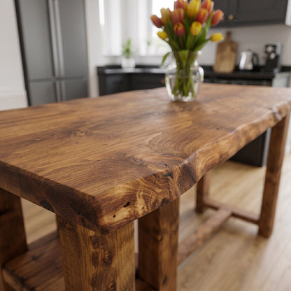 GRANTHAM Kitchen Island Solid Wood With Shelf / Breakfast Bar